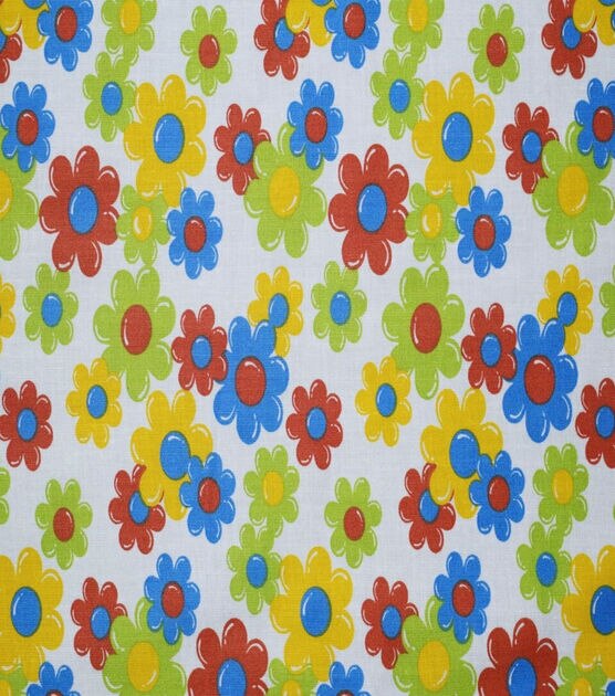 Bright Mod Floral on White Quilt Cotton Fabric by Quilter's Showcase