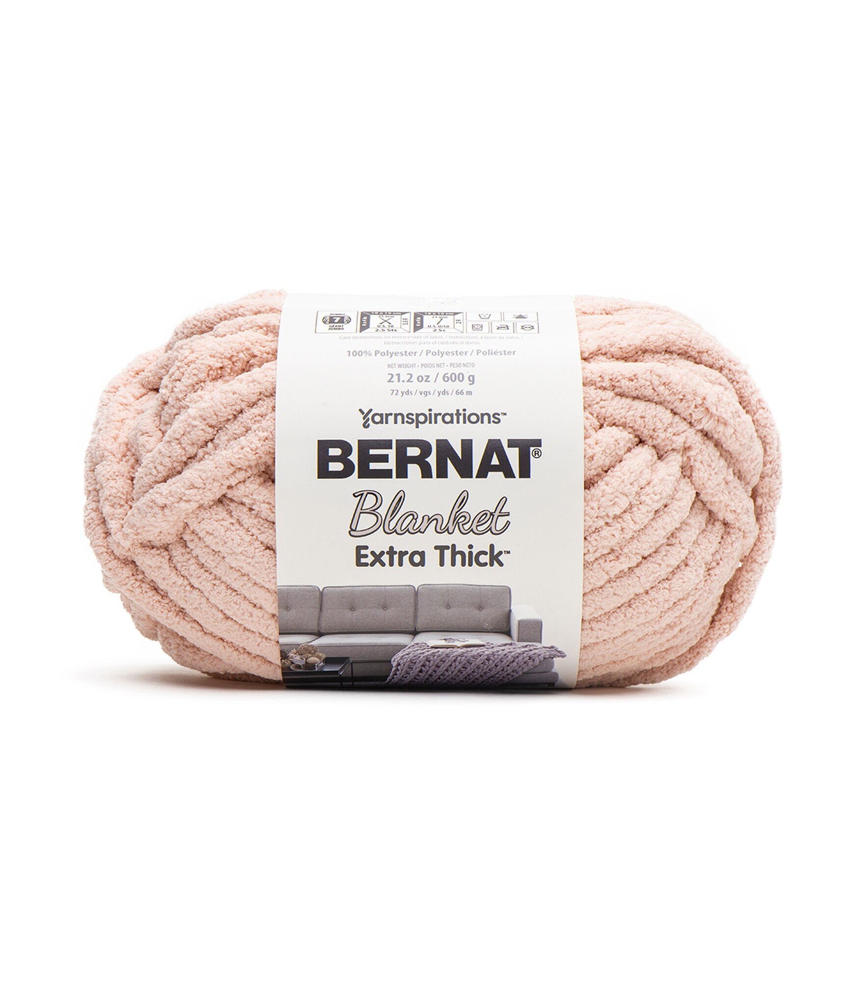 Bernat Blanket Extra Thick 72yds Jumbo Polyester Yarn, Pink Dust, hi-res