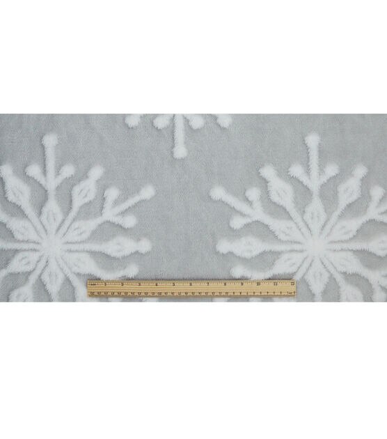 Debossed Snowflakes on Gray Sherpa Fabric, , hi-res, image 4