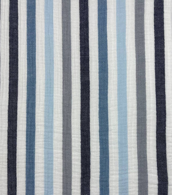 Blue Multi Stripe Bubble Gauze Fabric