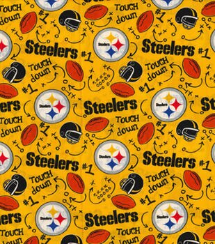 Fleece Pittsburgh Steelers on Black NFL Pro Football Sports Team Fleece  Fabric Print by the yard (s6320df)