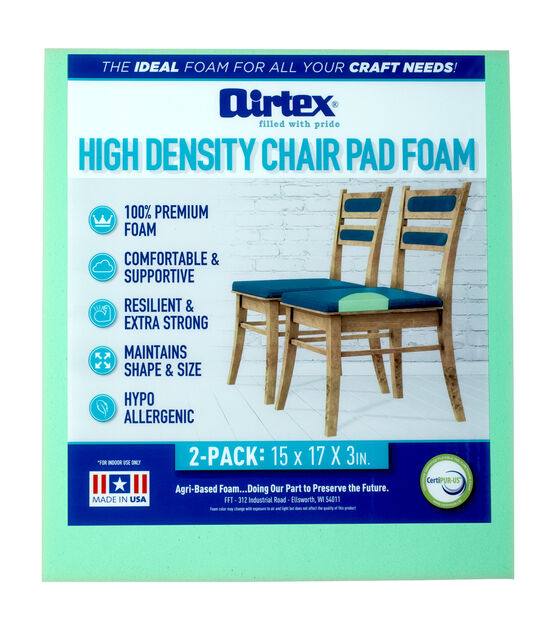 Airtex 3" x 17" High Density Foam Chair Pads 2pk
