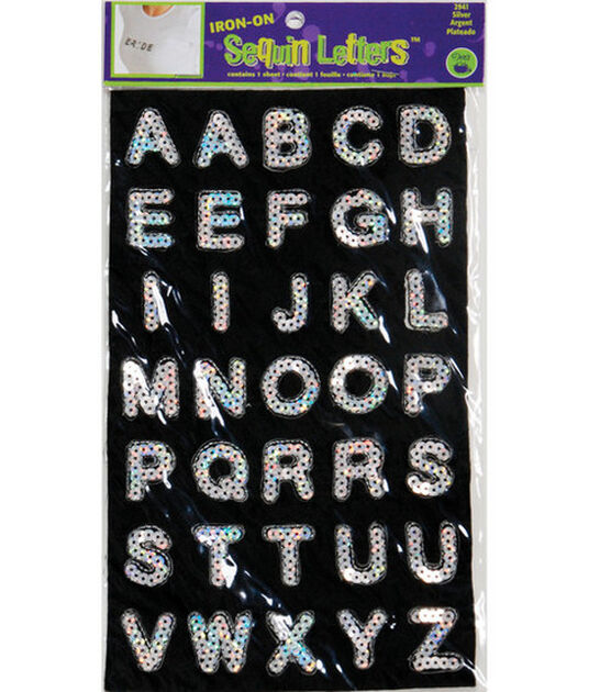 Silver Glitter Iron on Letter Motifs A - Z