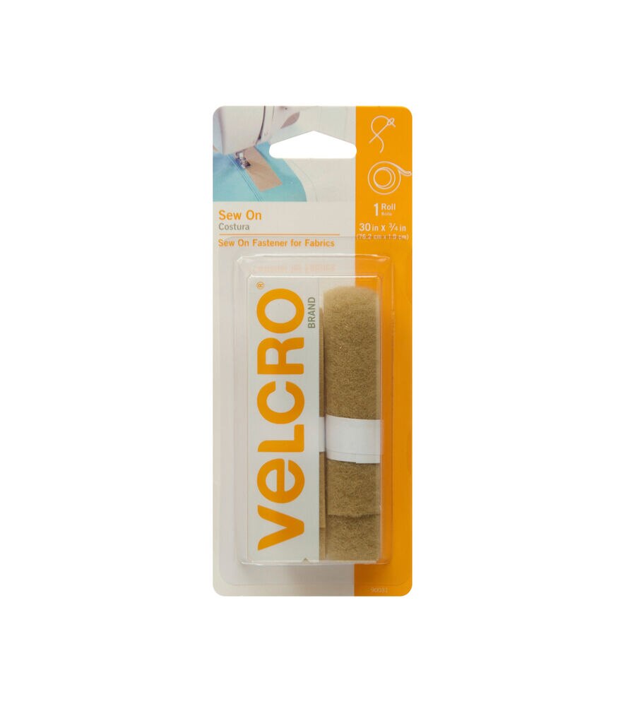 VELCRO Brand 0.75'' x 30'' Sew On Tape, Beige, swatch