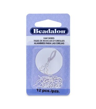 Beadalon Ear Wires, Ball 1.5mm silver-plated, 12/Pkg.