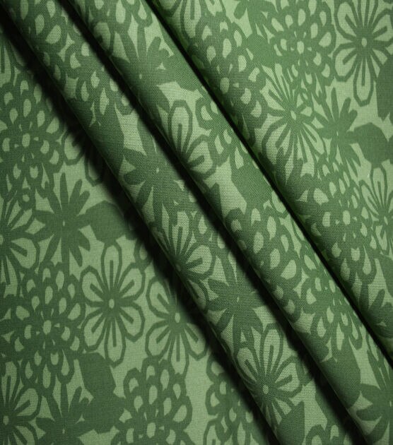 Green Intricate Floral Luxe Flannel Fabric by Joann