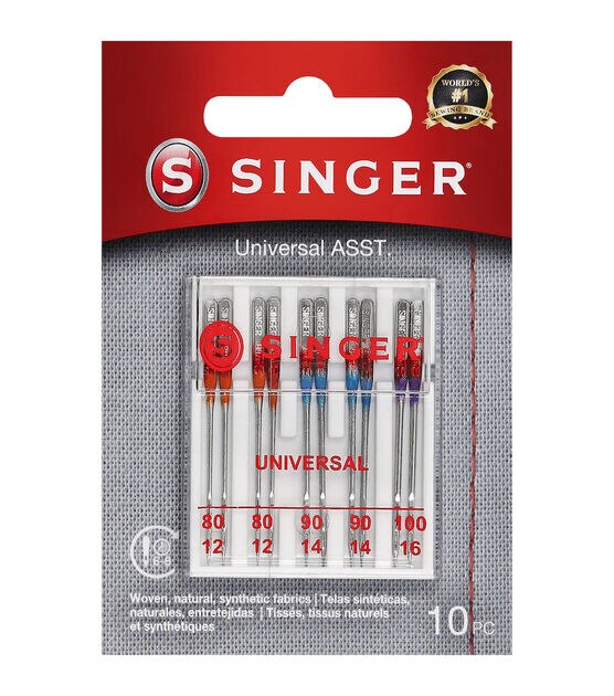 SINGER Universal Regular Point Machine Needles Assorted Sizes 10ct