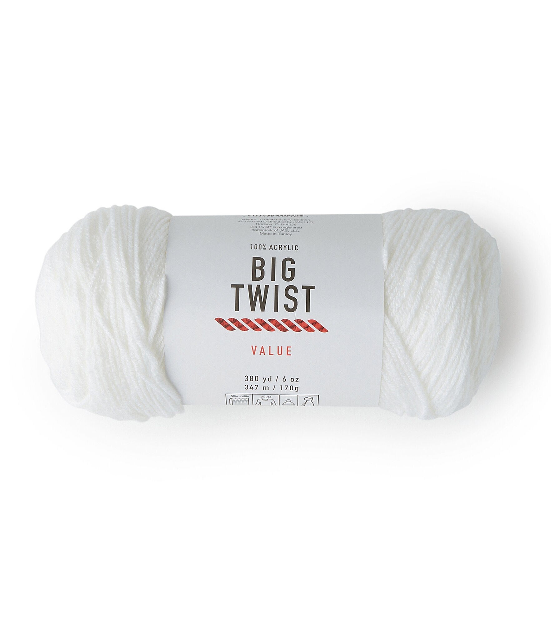 Big Twist Solid Worsted Acrylic 380yd Value Yarn - Ivory - Big Twist Yarn - Yarn & Needlecrafts