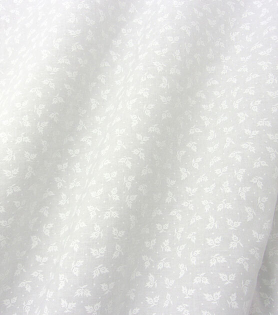 White Double Leaves Quilt Cotton Fabric by Quilter's Showcase, , hi-res, image 3