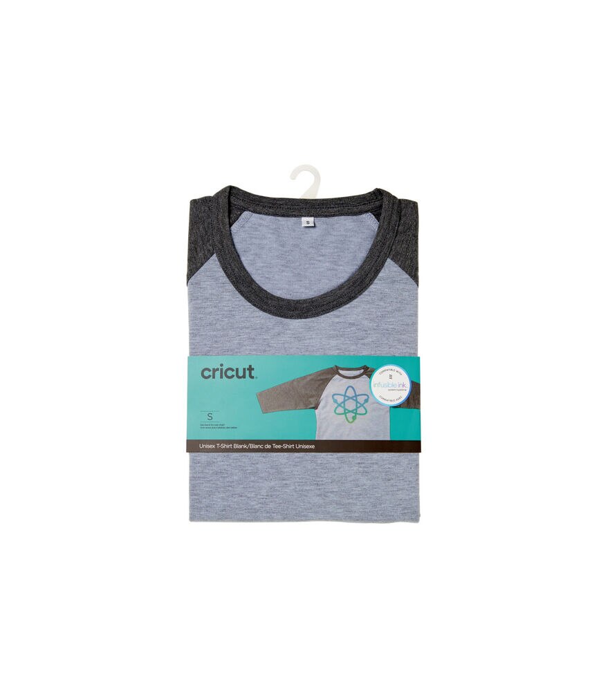 Cricut Gray Unisex Adult Raglan Baseball T Shirt Blank, Small, swatch