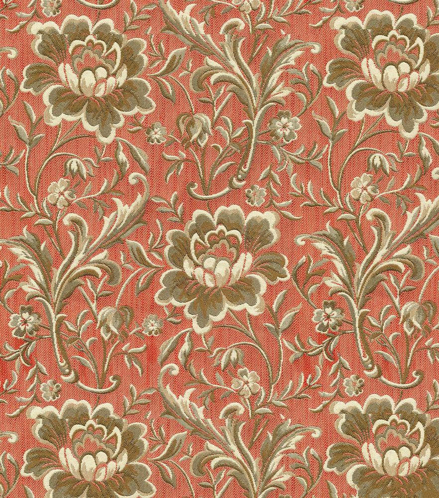 Regime Brocade Floral Jacquard Fabrics, Coral, swatch