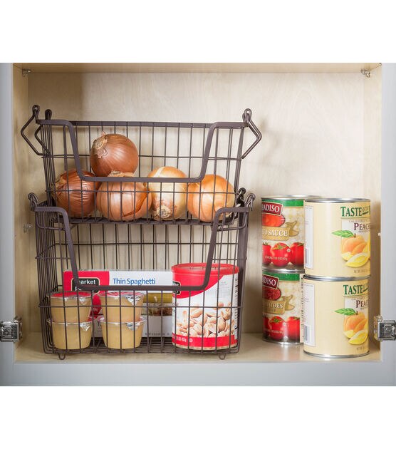 Bronze Long Metal Wire Kitchen Pantry Food Storage Basket by mDesign