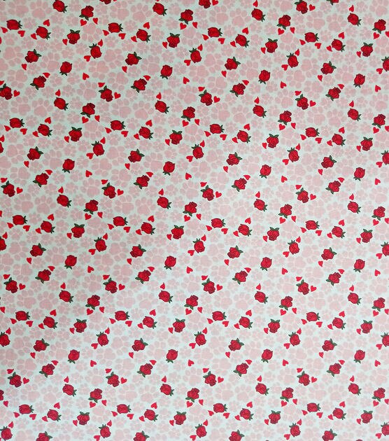 Packed Paw Prints & Roses Valentine's Day Cotton Fabric