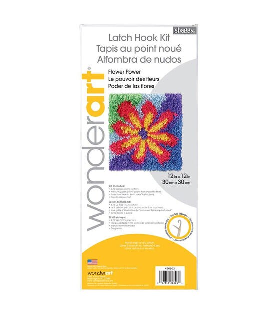Shaggy Latch Hook Kit 12X12 -Flower Power