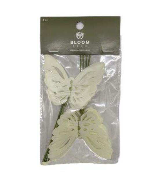 5" Spring Cream Butterfly Pips 8pk by Bloom Room