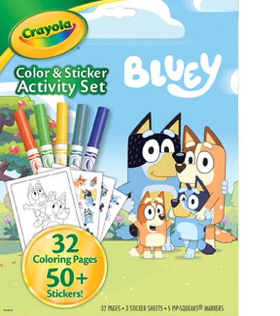 Crayola 87ct Bluey Color & Sticker Activity Set With Pipsqueak Markers