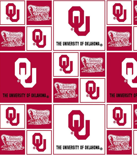 University of Oklahoma Sooners Cotton Fabric Block