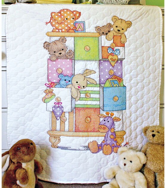 Dimensions Baby Hugs Baby Drawers Quilt Stamped Cross Stitch Kit