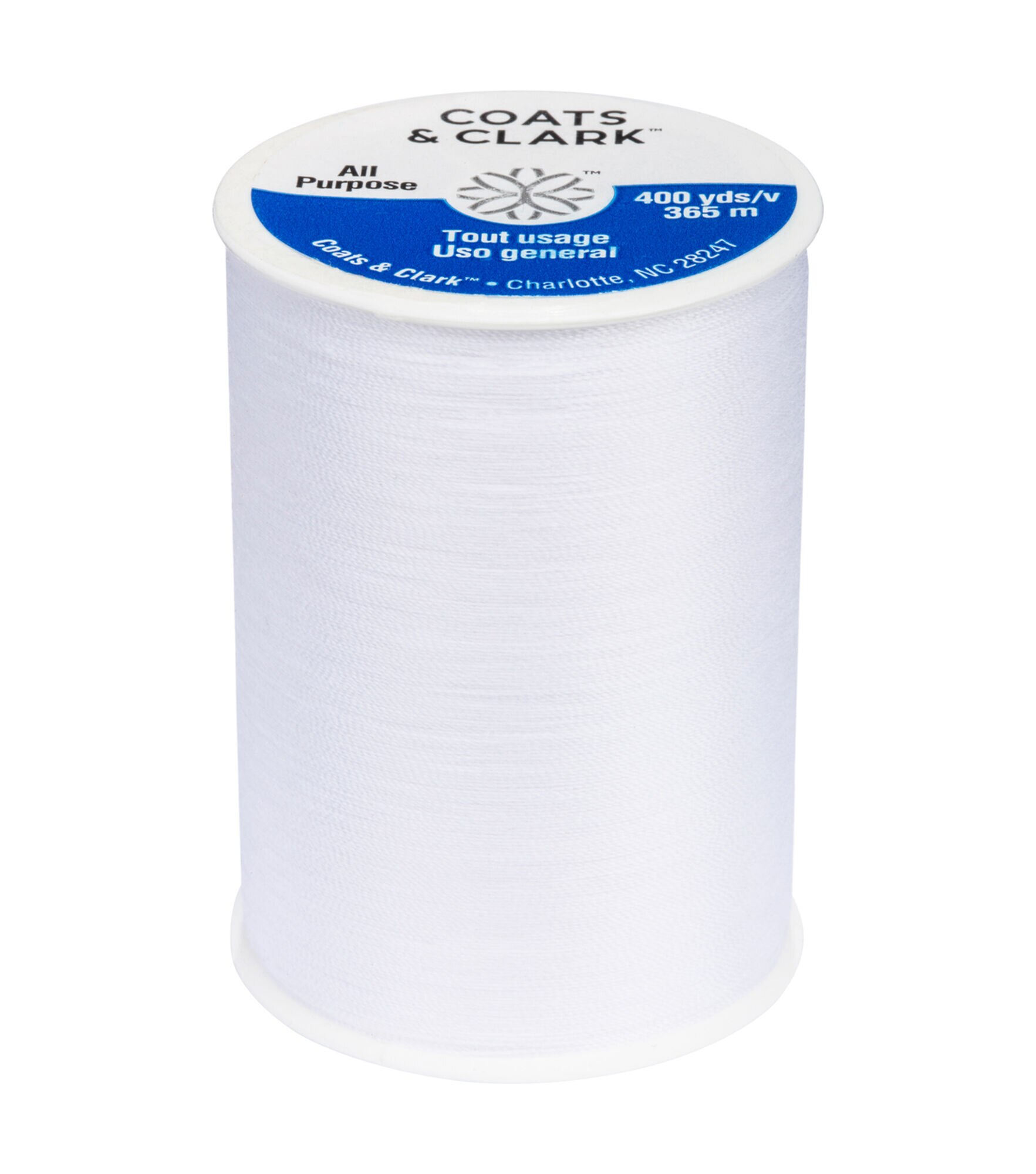 Coats Dual Duty All-Purpose Thread, White, 400 yd