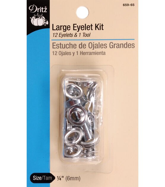 Dritz 1/4 Large Eyelets & Tools, 12 Sets, Brass