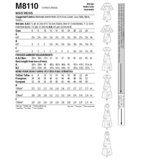 M8258 Size 6 to 24 Misses Dress & Top Sewing Pattern - 6-8-10-12-14 - Women's - Sewing Supplies