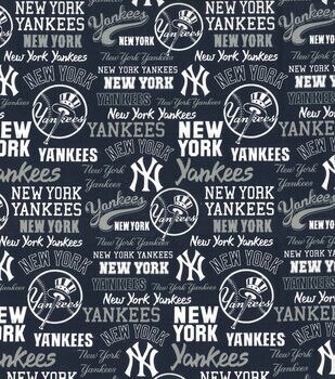 NY Yankees Block New York Yankees Logo Pinstripes MLB 100% Cotton Fabric,  Quilting, Pillowcases, Home Decor, Face Mask - Ships Today