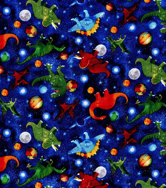 Hi Fashion Dinos In Space Novelty Cotton Fabric