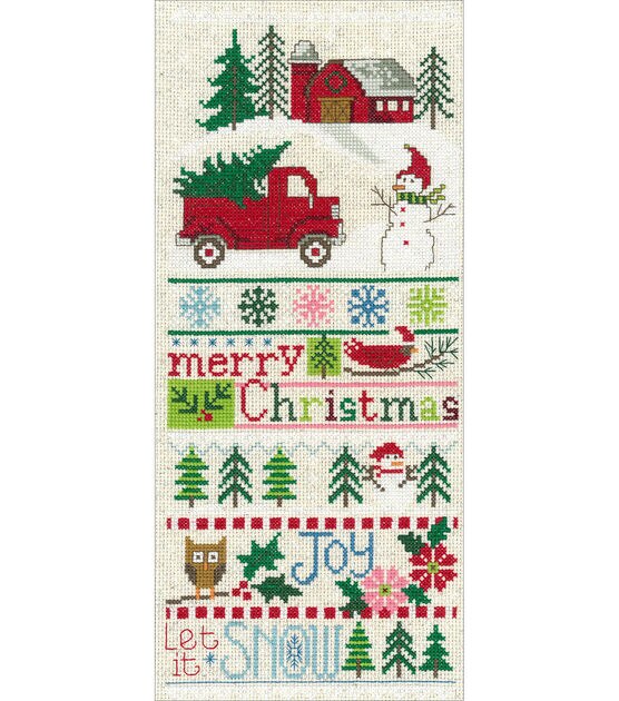 Imaginating 5.5" x 13" Merry Christmas Sampler Counted Cross Stitch Kit, , hi-res, image 2