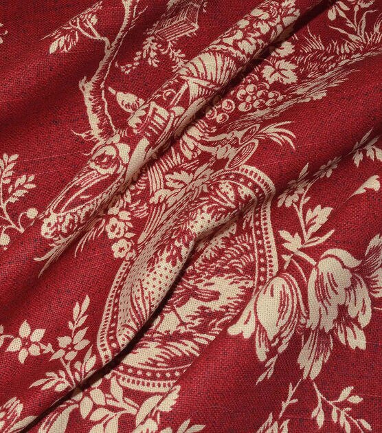 Waverly Upholstery Fabric Country House Toile Red, , hi-res, image 2