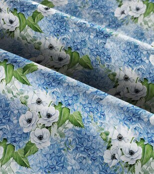 Floral Lace Stripe Light Blue Premium Cotton Vintage Fabric