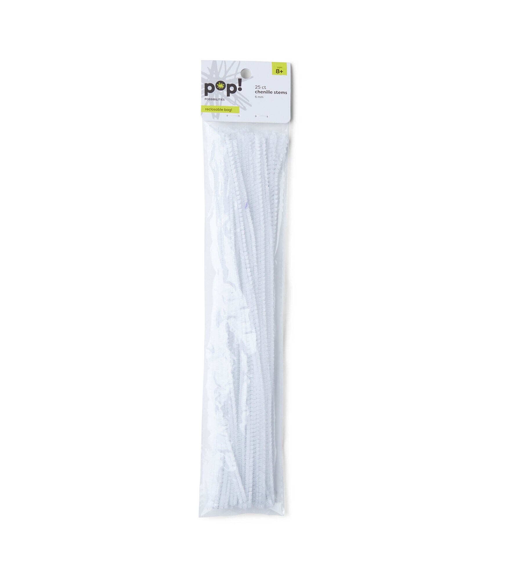 Chenille Stems White 6mm 12 Long 25 Pieces 