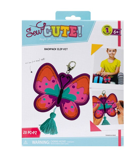 American Crafts 20pc Sew Cute Butterfly Tassel Charm Backpack Clip Kit