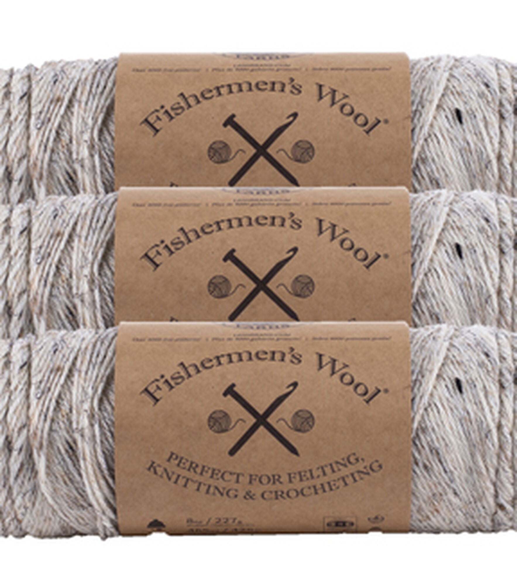 Lion Brand Fishermen's 348yds Worsted Wool Yarn 3 Bundle, Birch Tweed, hi-res