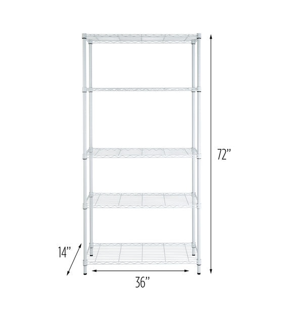 Honey Can Do 36" x 72" White 5 Tier Adjustable Shelving Unit 200lbs, , hi-res, image 7