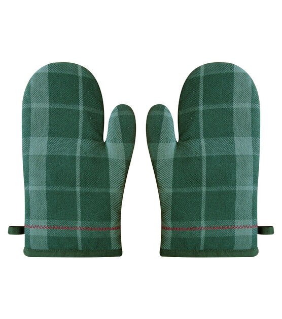 Palms & Pagodas Brown Oven Mitt Set - Pomegranate Inc.