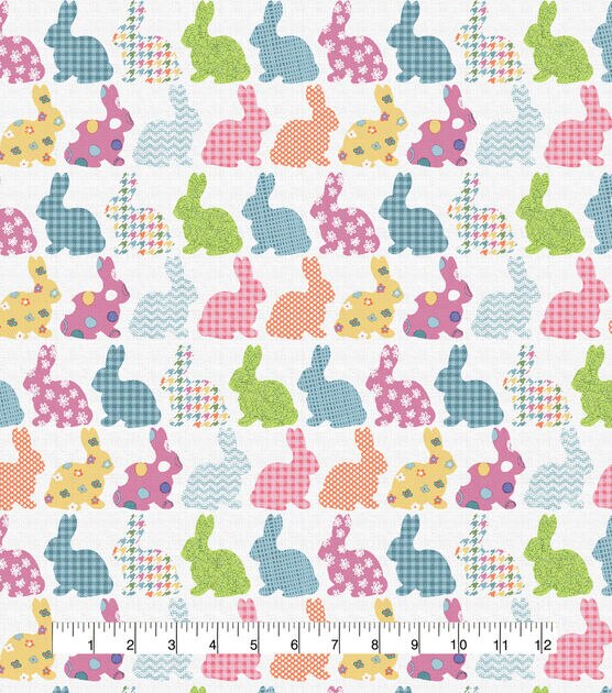 Easter Bunny Fabric By The Yard - Bunny Faces Fabric - Pink Fabric