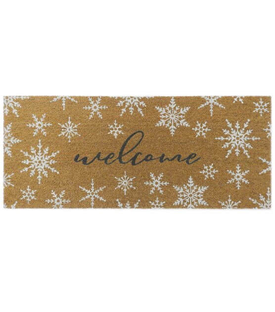 18" x 30" Christmas SnowFlakes Coir Door Mat by Place & Time