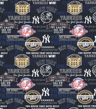 NY Yankees OVER HALF YARD Cotton Fabric Cooperstown Pinstripe 21 X 60 MLB