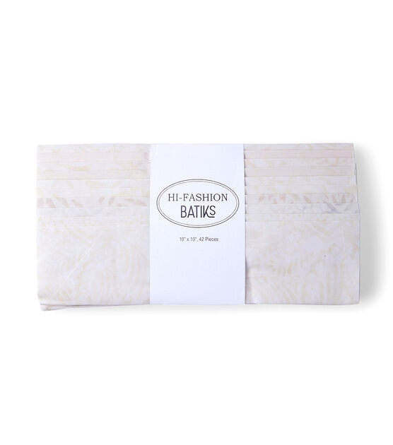 10 x 10 Hi Fashion Batik Cream Cotton Fabric Squares 42pc