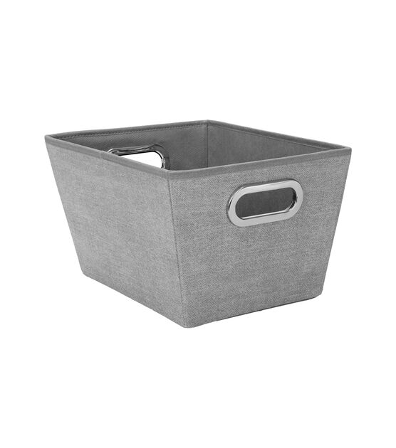 Honey Can Do Set of 3 Large Fabric Storage Bins with Handles, Heather - Gray