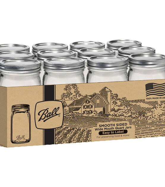 Mason Jars, Wide Mouth Canning Jars,12OZ Glass Jars With Regular Lids and  Bands（Silver),Ideal
