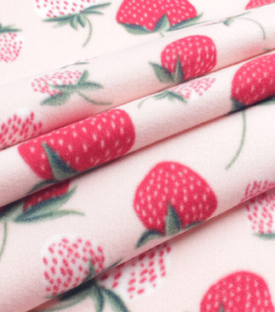 Multi Strawberries Blizzard Fleece Fabric, , hi-res, image 3