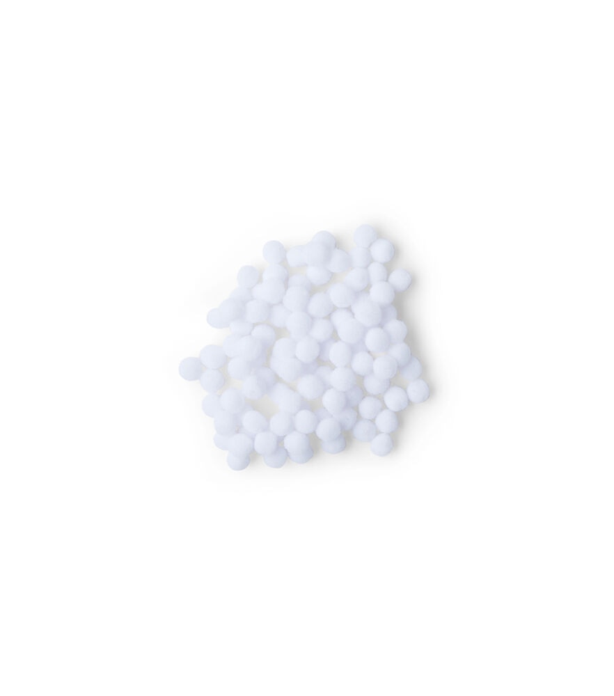 Pom Poms, White, 0.50 Inch, Pack of 125