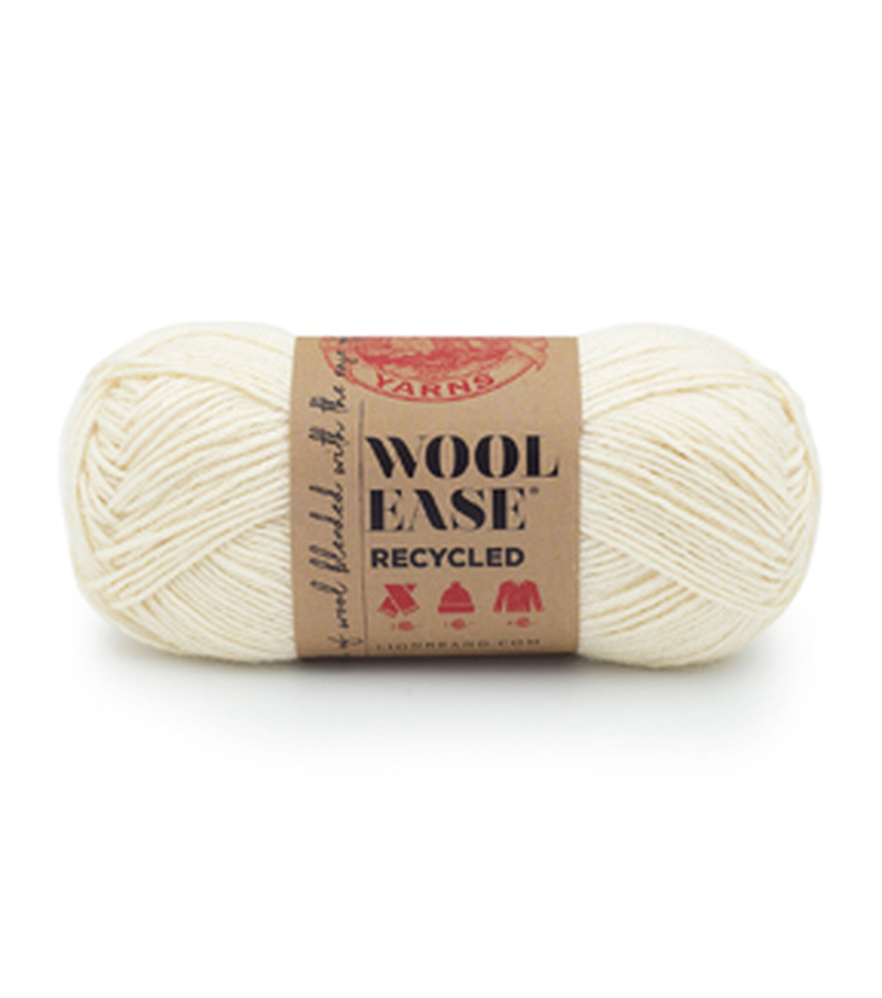 Lion Brand Wool Ease Recycled Natural 196yds Worsted Wool Blend Yarn, Cream, hi-res