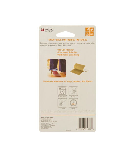 VELCRO(R) Brand STICKY BACK For Fabric Tape 4X6-Beige