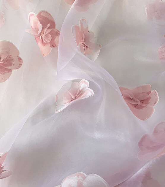 3D Pink Flower Organza Fabric, , hi-res, image 3