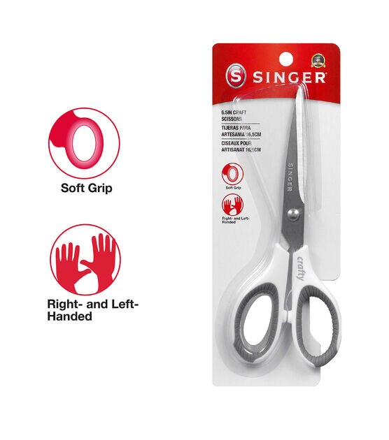 Multipack of 6 - Singer Fabric & Craft Scissors Set W/Comfort Grip  2/Pkg-8.5 Lightweight & 4.75 Detail Scissors