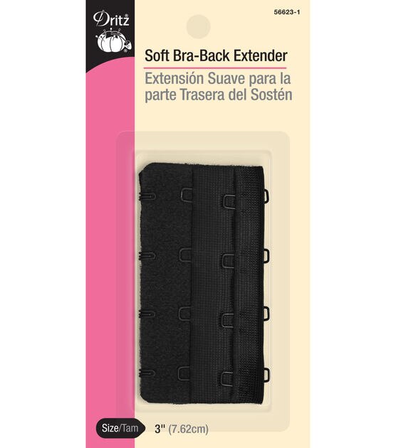 Dritz 3 Soft Bra-Back Extender, Black