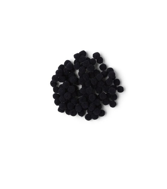 Pop! 7mm Multicolor Assorted Pom Poms 100ct - Black - Kids Craft Basics - Kids