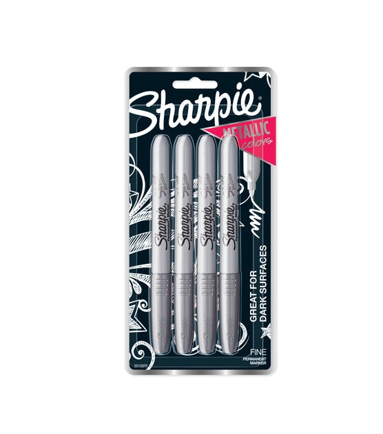 Sharpie Metallic Permanent Marker, Fine Point, Metallic Silver, 12ct.